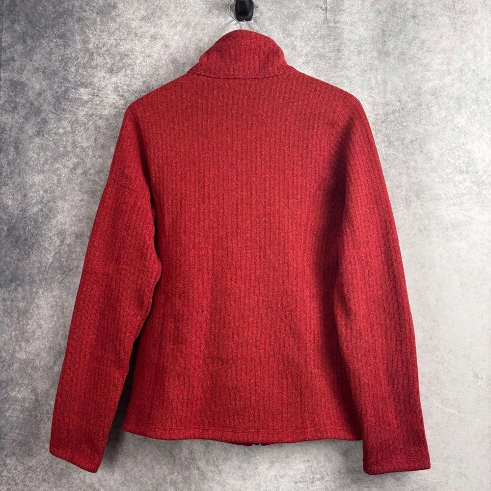Patagonia‎ Women's Ribbed Knit Cables Full Zip Jacket in Cochineal Red Medium